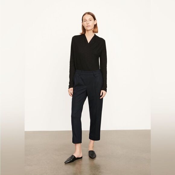 Vince Brushed Wool-Blend Flannel Pull-On Pant in Black size Small NWT  $395 - Picture 2 of 8